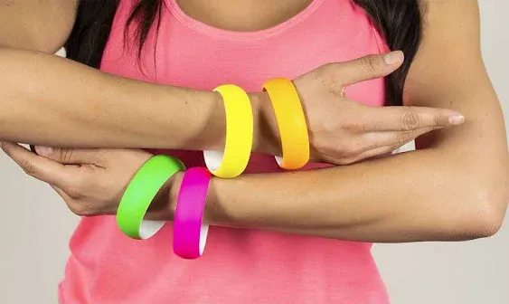 NEON NATION 4 Pack 1980s Style Costume Bracelets 1" Soft Bangles