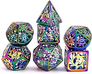 7pcs Metal Dice Set D&amp;D, New Hollow DND Metal Dice Set, Used for Dungeon and ...