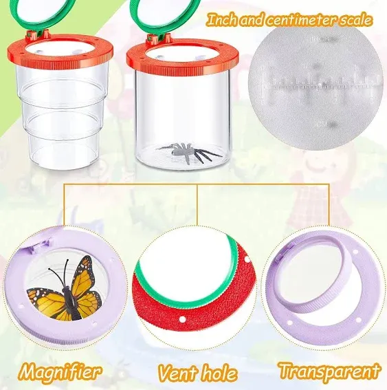 10 Pcs Insert Bug Viewer Magnifying Insect Box Bug Collecting Jars