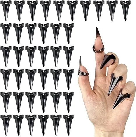 XIPEGPA 40 Pieces Full Finger Set Claws Rings Vintage Nails Metal Ring Finger Claws Cosplay Gothic Talon Nail Fingertip Claw for Cosplay Nail Art Holiday Party