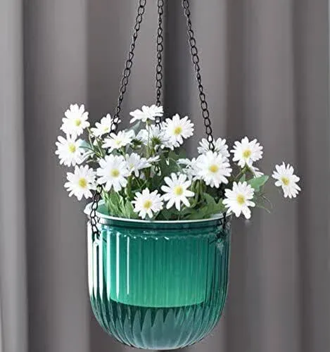 2 Pack Self Watering Hanging Planters Indoor Hanging Flower Pots 6.5 Inch Outdoo