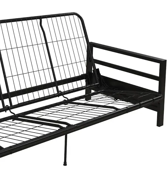 DHP Miles Metal Futon Frame, Black, Multi-Position Backrest, Sturdy Metal Construction