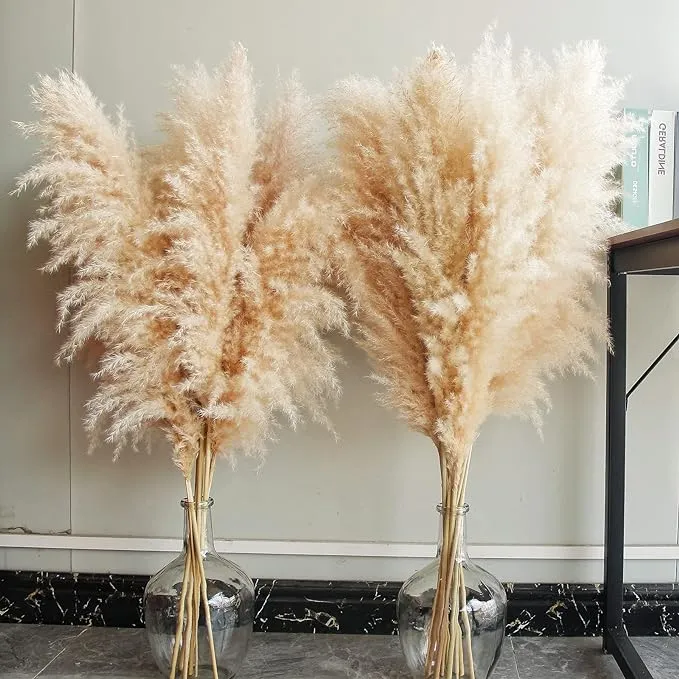 46" inch 10 Stems Natural Pampas Grass Decor Tall, Pompas Grass, Tall Pampas Grass for Weddingm, Farmhouse, Boho Home Decor (Ivory)