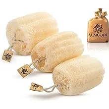 Almooni Egyptian Loofah Exfoliating Body Scrubber, Natural Real Egyptian Shower Loofah Sponge Body Scrubber for Women and Men, for Body and Face That Will Get You Clean - 2 Count (1 Pack)