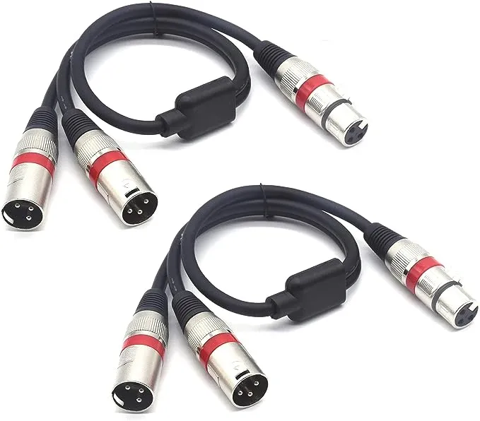 New XLR Female to Dual 2 Male Plug Splitter Cord Audio