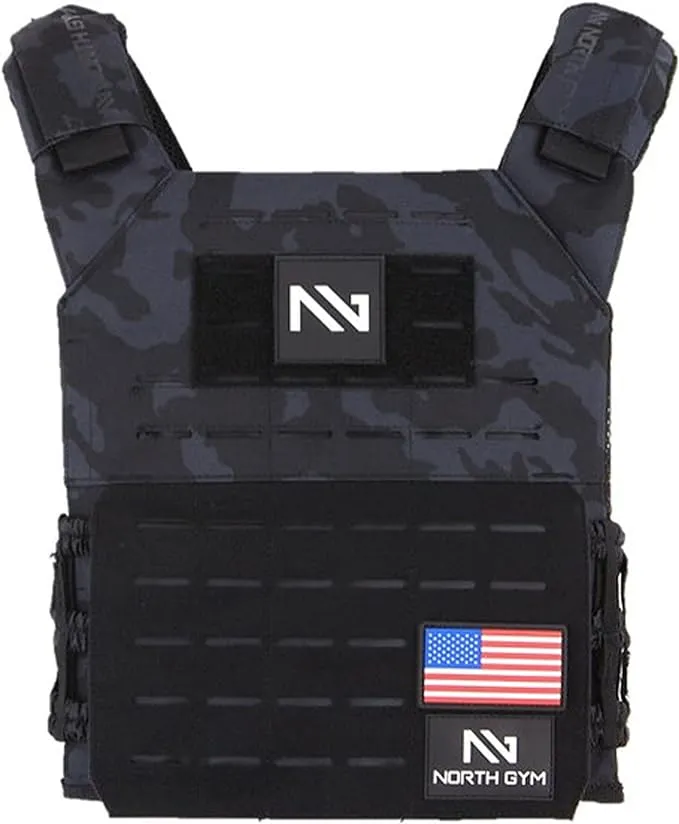 North Gym Adjustable Weighted Vest for Strength Training 20 Pounds Black Camo