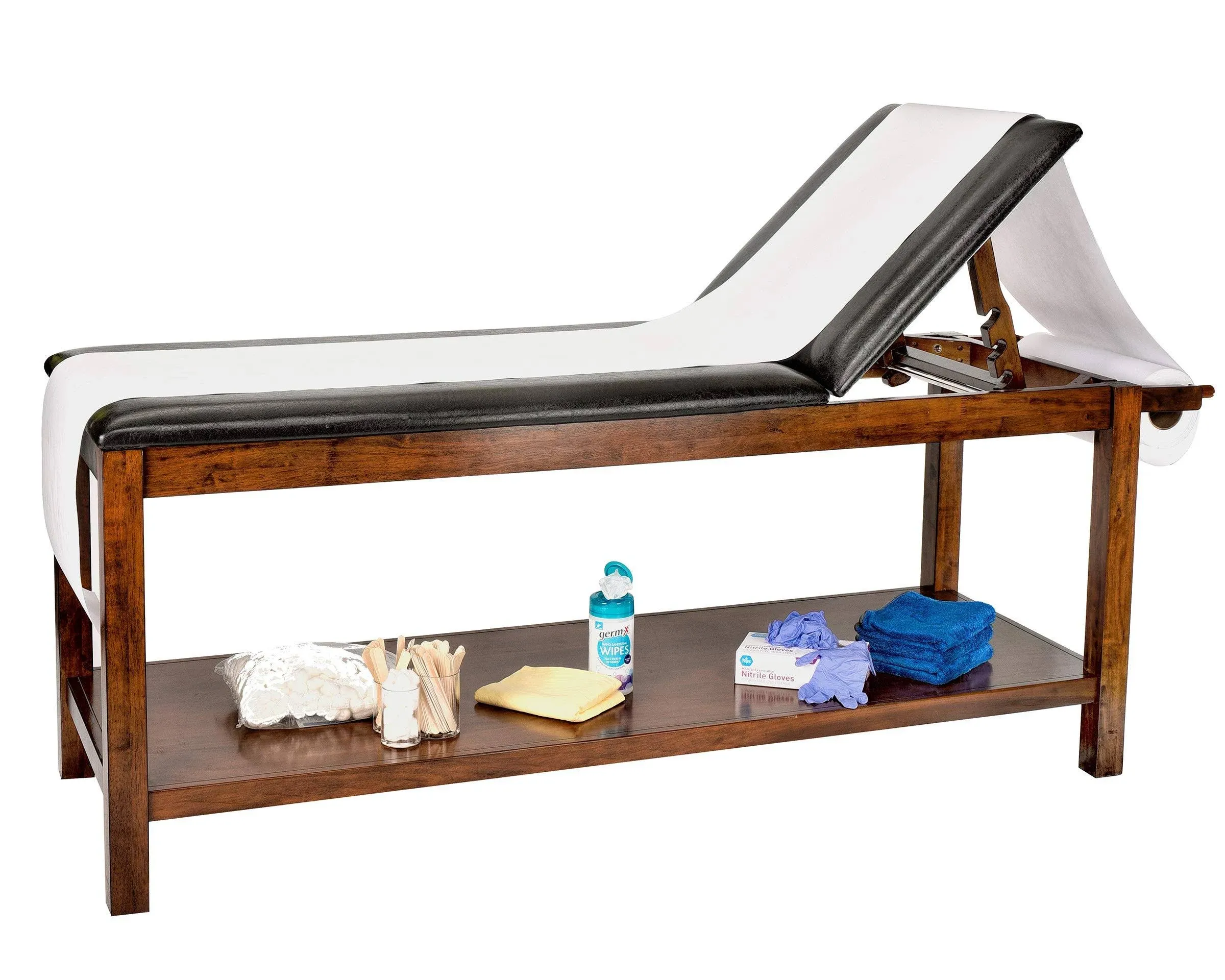 AdirMed Mahogany Wooden Exam Table with Full Shelf