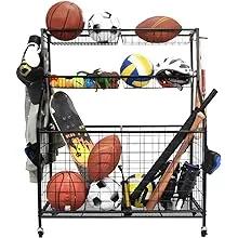 Garage Sports Equipment - Ball Storage Rack 2024 Upgraded Heavy Duty Steel Ball Storage Garage Sports Organizer for Garage, Sports Storage Cart Garage Toy Storage for Indoor Outdoor