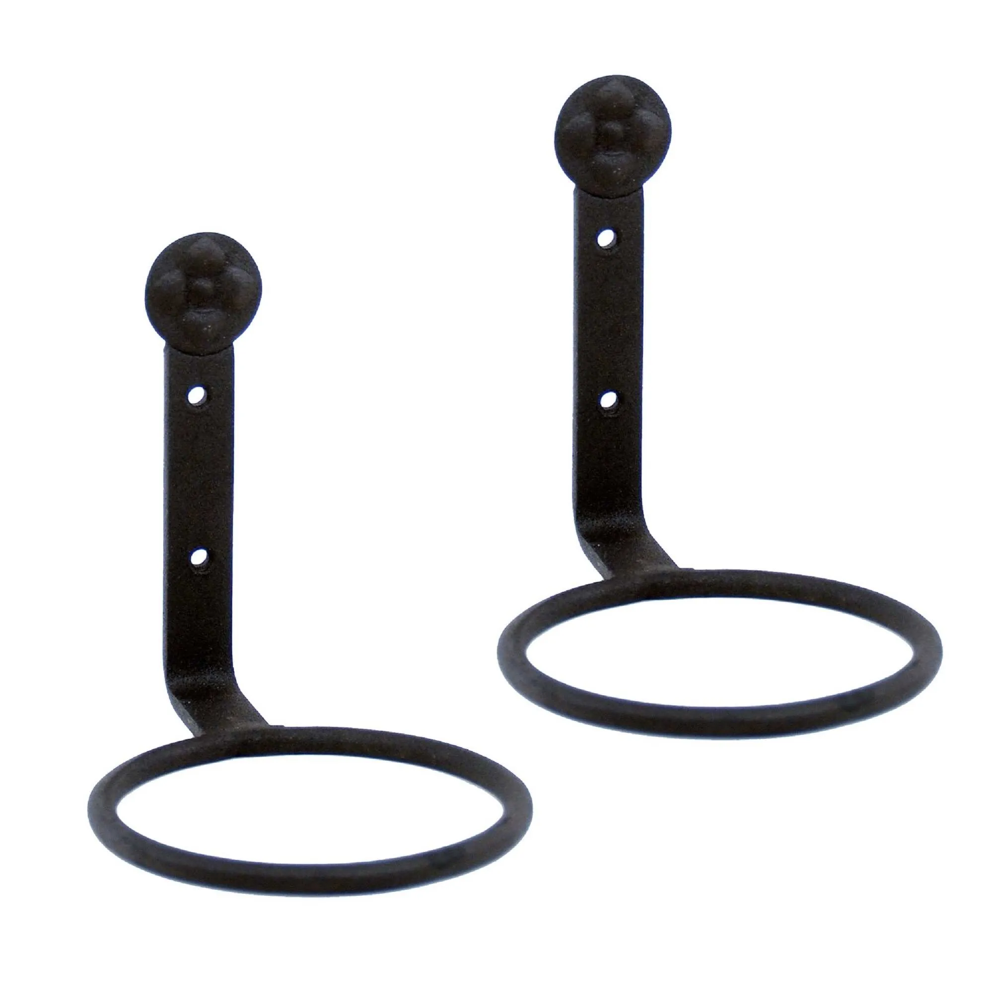 Achla Designs Set of 2 Wall Mounted Flower Pot Holder Ring Brackets, 4 Inch Diameter, Black Powder Coat Finish