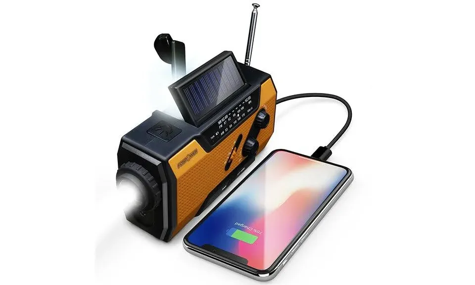 Emergency Solar Hand Crank Radio & 2000mAh Power Bank