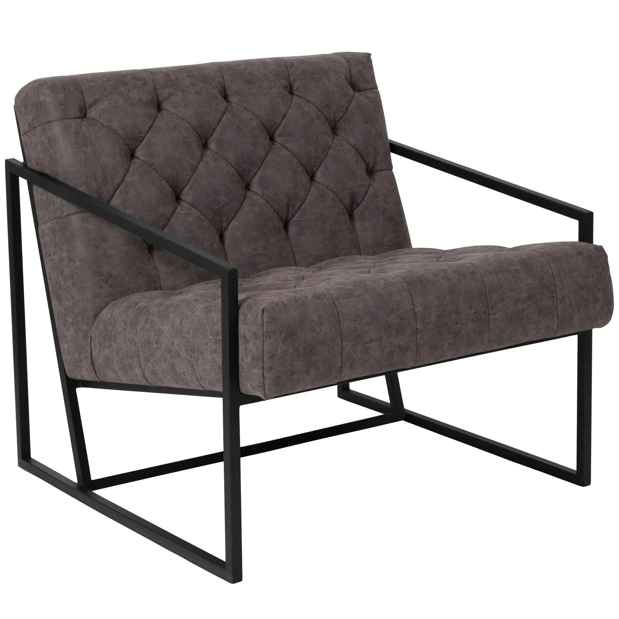 Flash Furniture HERCULES Madison Series Retro Gray LeatherSoft Tufted Lounge Chair