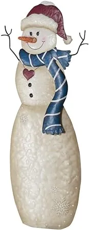 Collections Etc Christmas Snowmen Outdoor Metal Garden Stakes - 3D Seasonal Decor, Each Sold Separately