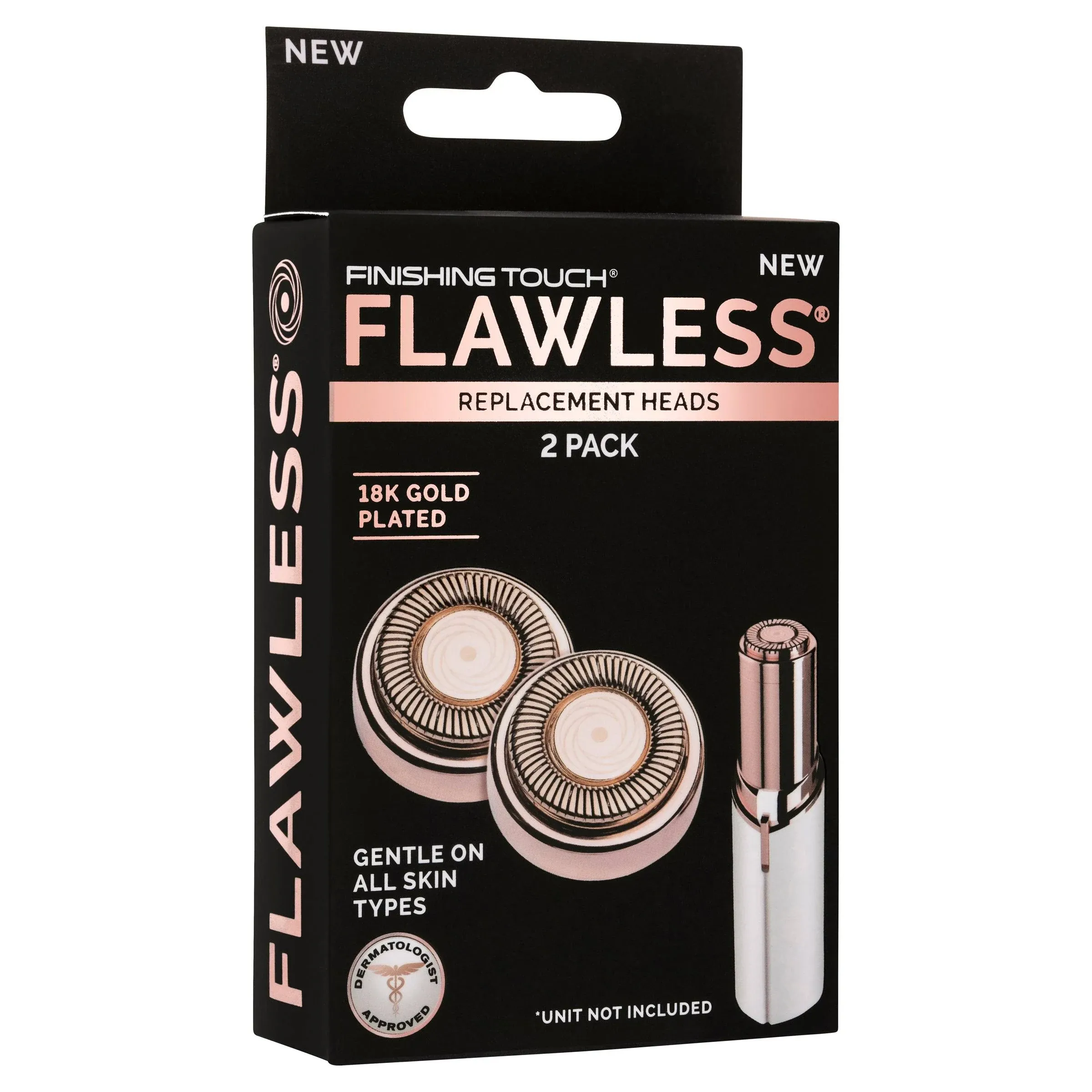 Replacement Heads for Finishing Touch Flawless Facial Hair Remover Shaver for Women, 18K Rose Gold Plated - Pack of 4