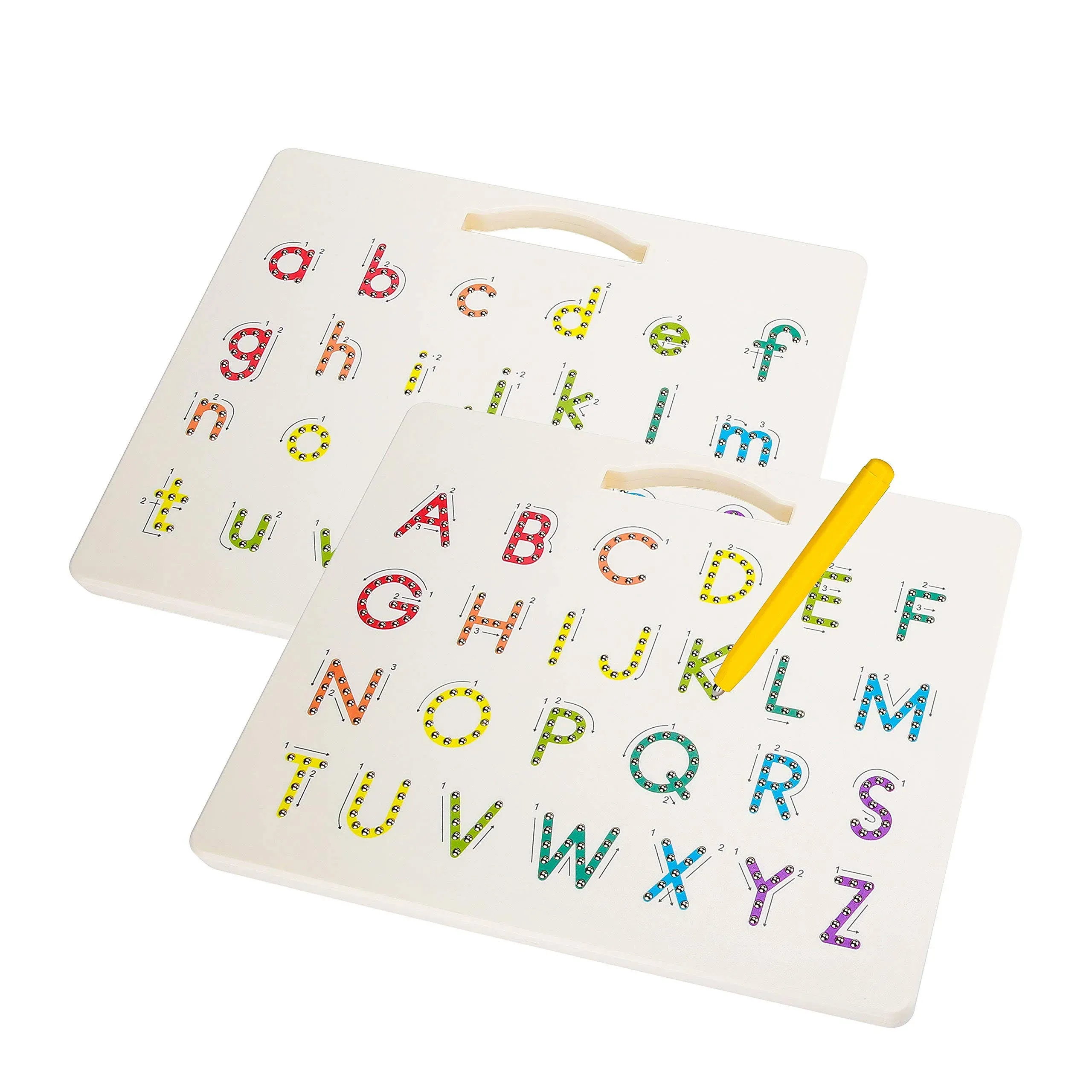 Hautton Magnetic Letters Board, 2 in 1 Alphabet Letter Tracing Board Educational Toy A to Z and A to Z Read Learn Writing