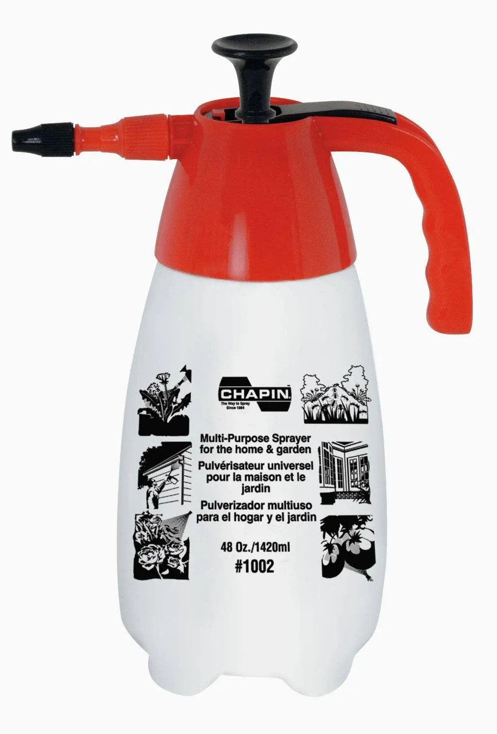 Chapin International 1002 48-Oz Multi-Purpose Sprayer, Fine to Coarse Spray, Red/White