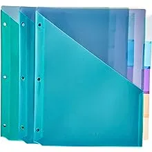 Amazon Basics Two Pocket Plastic Dividers, 8 Tab Set, 24 Count (Pack of 3), Letter Size, Assorted Color