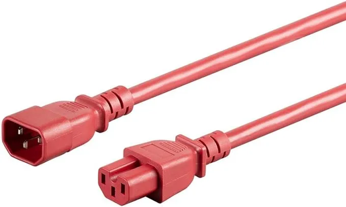 Monoprice Heavy Duty Power Cable - IEC 60320 C14 to IEC 60320 C15, 15 Amp, 1875 Watt, 125 Volt, 14AWG, 6 Feet, Red