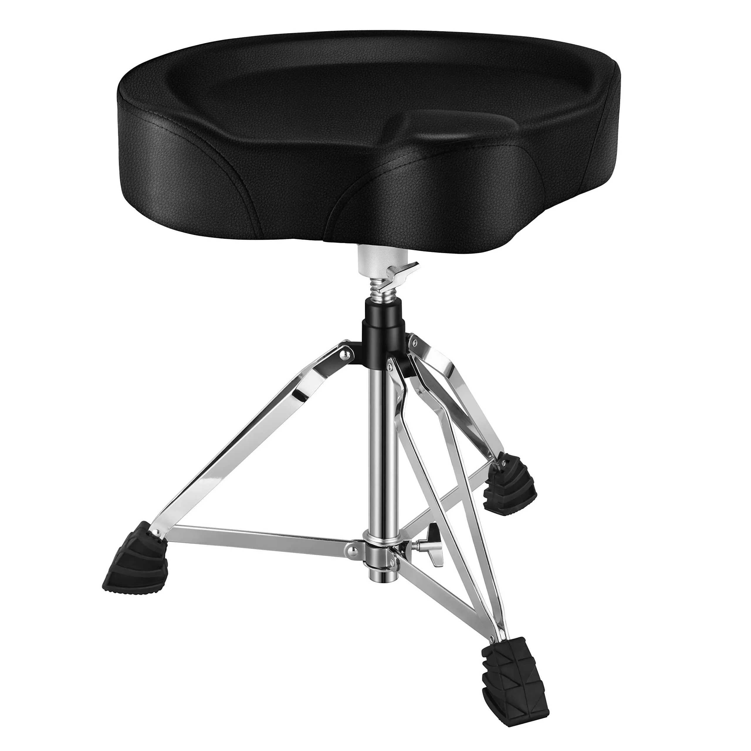 Donner Adjustable Drum Throne, Padded Stool Motorcycle Style Drum Chair for Music Show