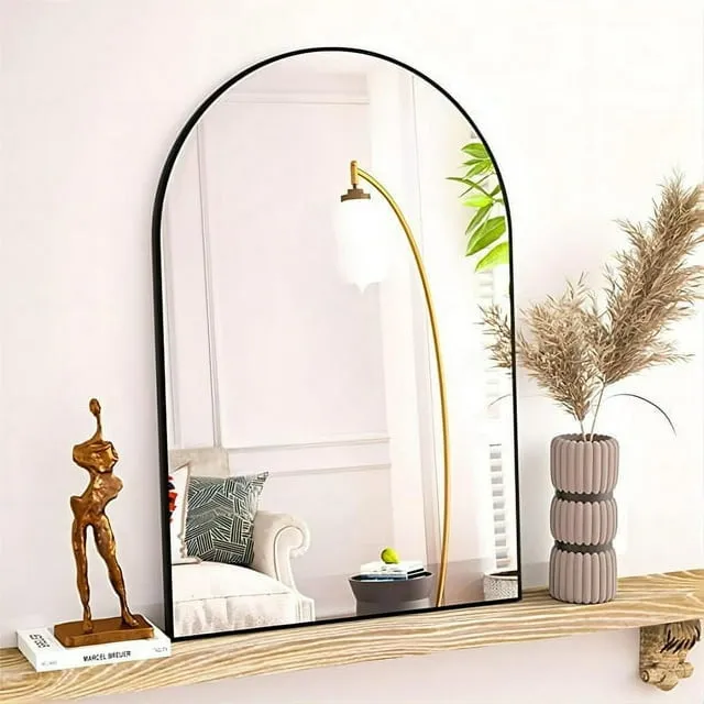 BEAUTYPEAK Arched Full Length Mirror, 64"x21" Rounded Coner Floor Length Mirror with Aluminum Alloy Frame, Full Body Mirror with Stand, Standing Hanging or Leaning Against Wall