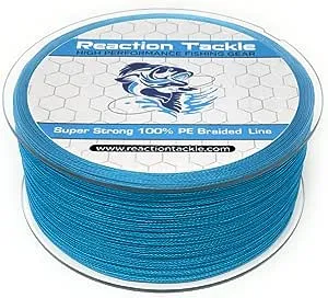 Reaction Tackle Braided Fishing Line - Pro Grade Power Performance for Saltwater or Freshwater Fish - Colored Fishing Line Braid for Extra Visibility