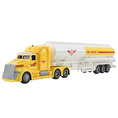 Vokodo Toy Semi Truck Fuel Trailer 14.5&#034; Friction Powered with Lights and Sou...