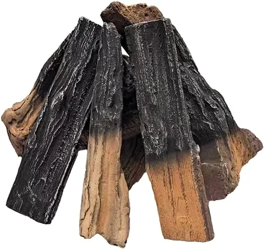 Large Ceramic Faux Gas Fireplace Logs Set for Gas Fireplace Indoor Ventless Ceramic Fake Wood Gas Logs for Fireplace Natural Gas Indoor, Outdoor Fireplaces and Fire Pits