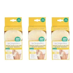 Spongeables Anti Cellulite Body Wash in a 20+ Wash Sponge, Citrus, 3 Count