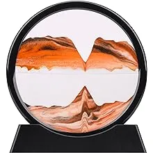 QLKUNLA Moving Sand Art Picture Liquid Motion 3D Deep Sea Sandscape in Motion Display Flowing Sand Frame Relaxing Desktop Home Office Work Decor Art Toys (7 inch, Orange)