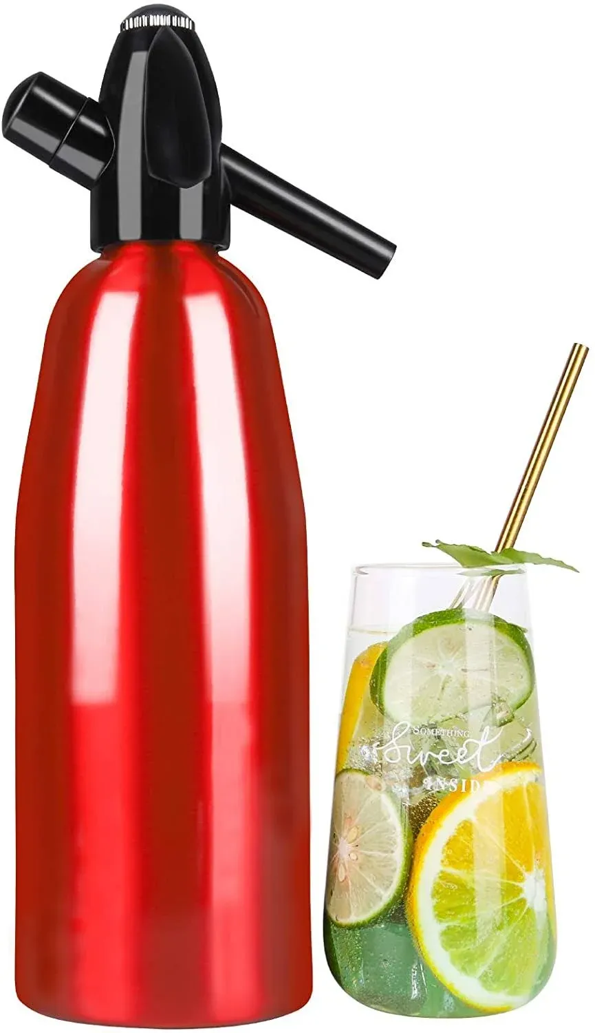 LANGSHI Soda Siphon, 1 Liter Soda Siphon for Carbonating Water, Portable Seltzer Siphon Soda Water Maker for Home Bar