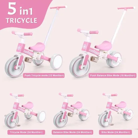 Xiapia Tricycles For 1-3 Year Olds, 5 In 1 Toddler Balance Bike With