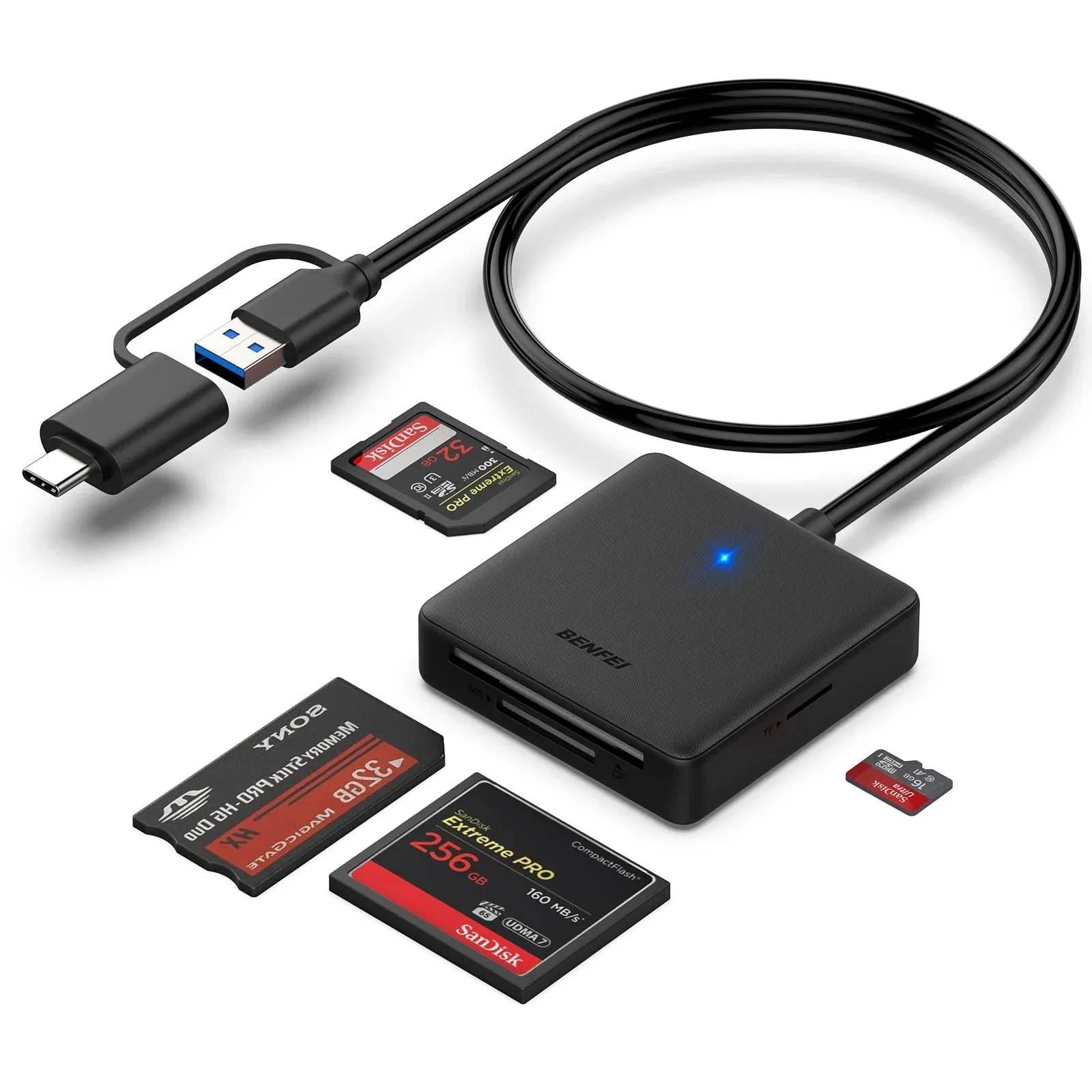 Lector De Tarjetas De Memoria, Usb 4 En 1 Lector De Tarjetas Usb-c A Sd Micro