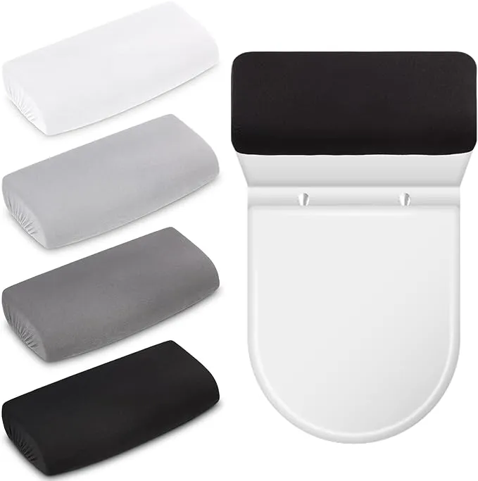 4 Pcs Toilet Tank Lid Cover Toilet Top Cover Back of Toilet Tank Cover Replacement Toilet Cover with Elastic Bottom for Bathroom Decor Accessories (Black)