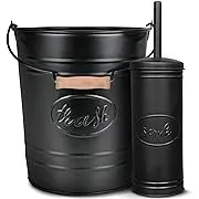 Autumn Alley Farmhouse Bathroom Trash Can and Toilet Brush Set - Rustic Farmhouse Bathroom Accessories for Charming Bathroom Décor, Black