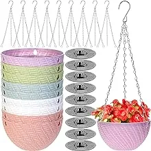 Foraineam 10 Pack Mini Hanging Planters Garden Self-Watering Flower Plant Pot Container Succulent Planter Pots with Hanging Chain