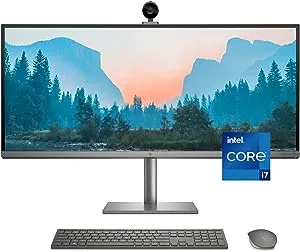 HP Envy 34” All-in-One Desktop, NVIDIA GeForce RTX 3060, 11th Gen Intel Core i7-11700 Processor, 32 GB RAM, 1 TB SSD, WUHD IPS Display, Windows 11 Home, Detachable Magnetic Camera (34-c0050, 2021)