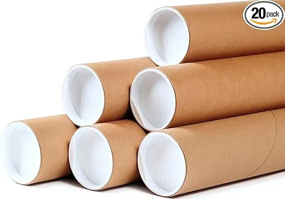 20 - 2&#034; x 36&#034; Round Cardboard Shipping Mailing Tube Tubes With End Caps