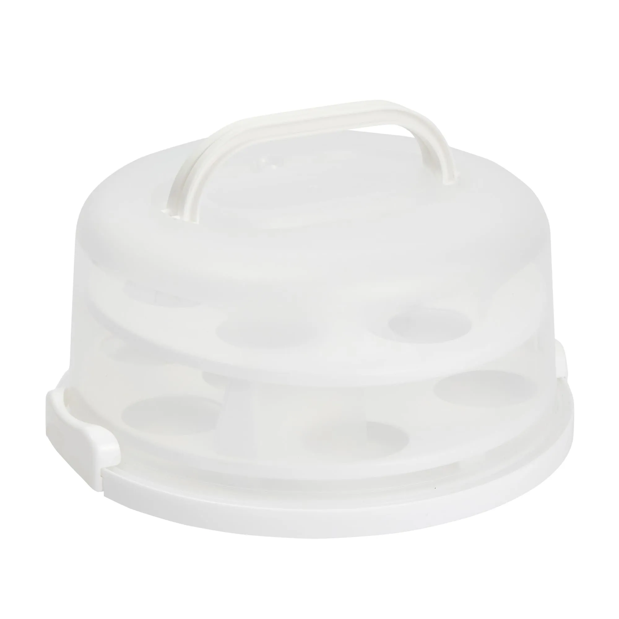 2-In-1 Round Cake Carrier with Lid for 10-Inch Pies, 14 Cupcakes (12 x 5.9 In)