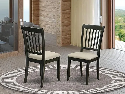 East West Furniture DAC-MAH-W Danbury Dining Room Chairs - Slat Back Solid Wood Seat Chairs, Set of 2, Mahogany