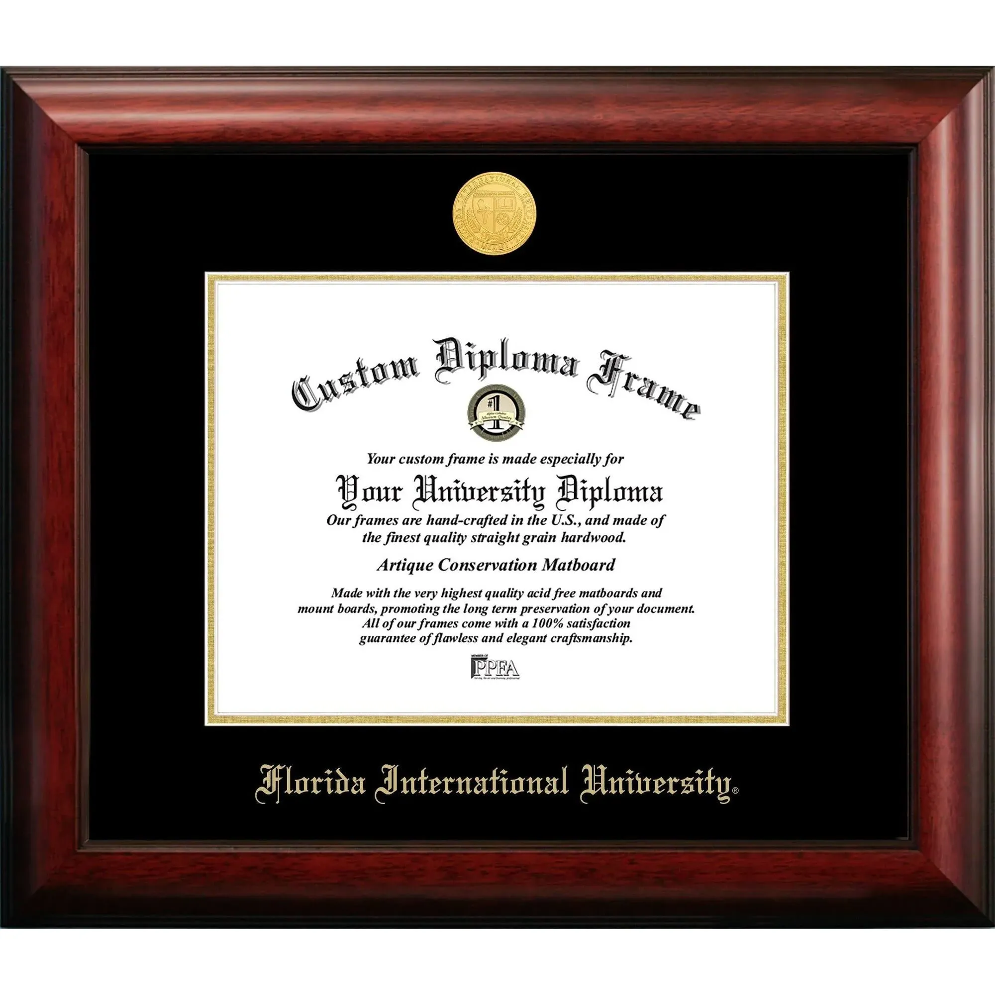 Florida International University 11w x 8.5h Gold Embossed Diploma Frame