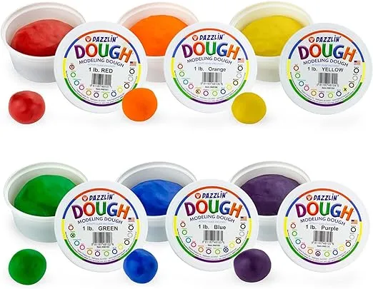 Hygloss Products Play Dough, Safe & Non-Toxic Modelling Dough for Arts & Crafts, Learn & Play, Scented, 1lb. of 6 Colors, 6 lb. Total