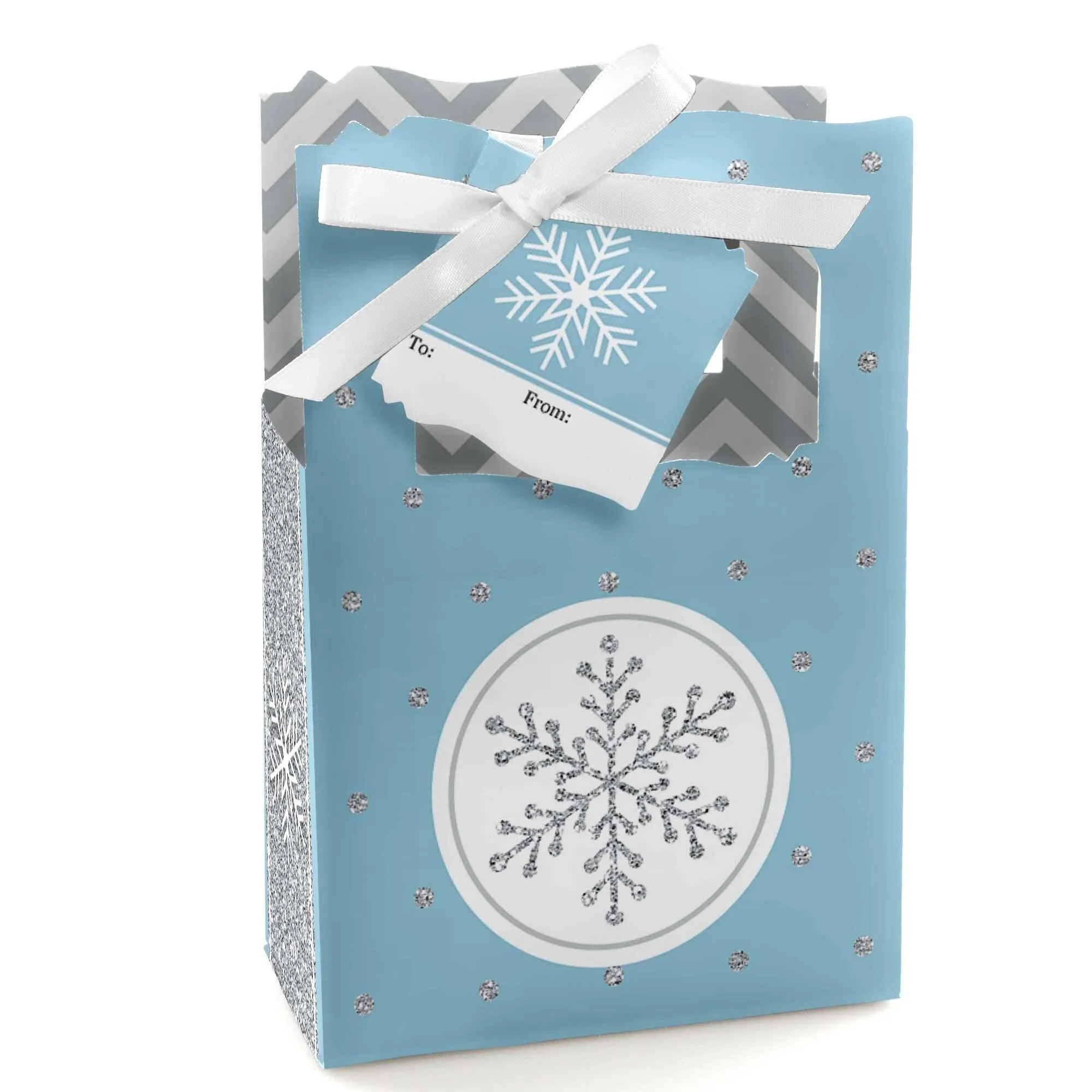 Winter Wonderland - Snowflake Holiday Party and Winter Wedding Favor Boxes - Set of 12