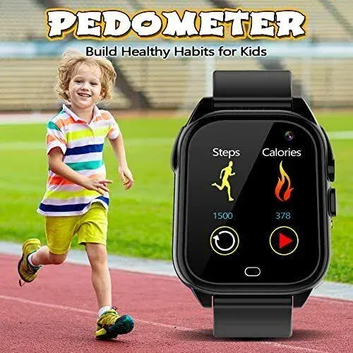 Kids Waterproof Smart Watch with 26 Game HD Camera 1.44&#039;&#039; Touchscreen 1.Black