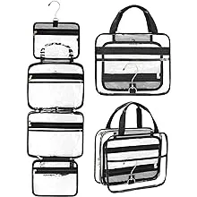 Hanging Toiletry Bag, Clear Travel Toiletry Bag with Detachable TSA Approved Cle