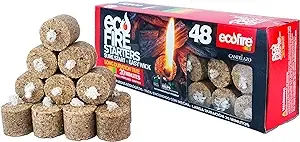 All-Natural Fire Starters for Fire Pit, Easy Lighting Wick Charcoal Grill Lighter Fire Starter Cubes, 20 Minutes Burn Time, 48-Pack