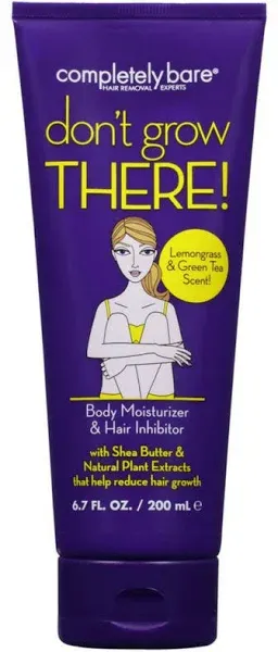 completely bare don't grow THERE Body Moisturizer & Hair Inhibitor - Shea Butter & Hair Minimizers 6.7 FL OZ