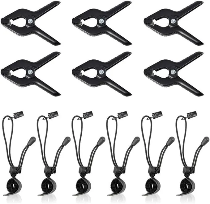 SLOW DOLPHIN Heavy Duty Spring Clamps and Background Clips for Muslin Backdrop, Photo Studio, Photography Backdrop Support（12 pcs）