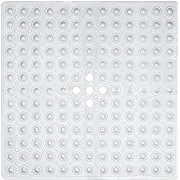 ENKOSI Square Shower Mat Non Slip - 21x21 Shower Stall Mat - Small Shower Mat - Clear Shower Mat with Drain Hole in Middle - Stand Up Shower Mat - Shower Anti Slip Mat - Square Bath Mat (21x21 Clear)