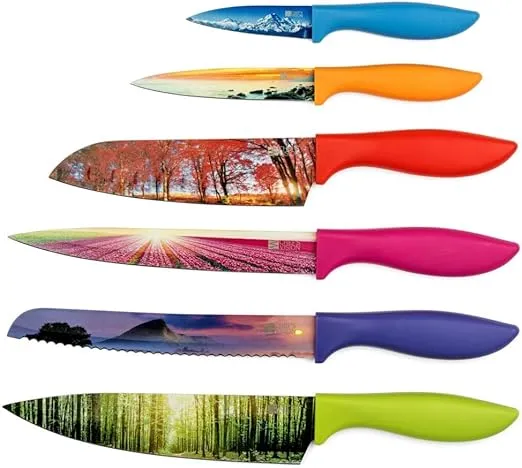 CHEF'S VISION Wildlife Kitchen Knife Set in Gift Box - Cool Gifts for Animal Lovers - 6-Piece Colorful Chefs Knives Set - Unique Gift Idea for Home, Wedding Gifts for Couple, Housewarming Gifts