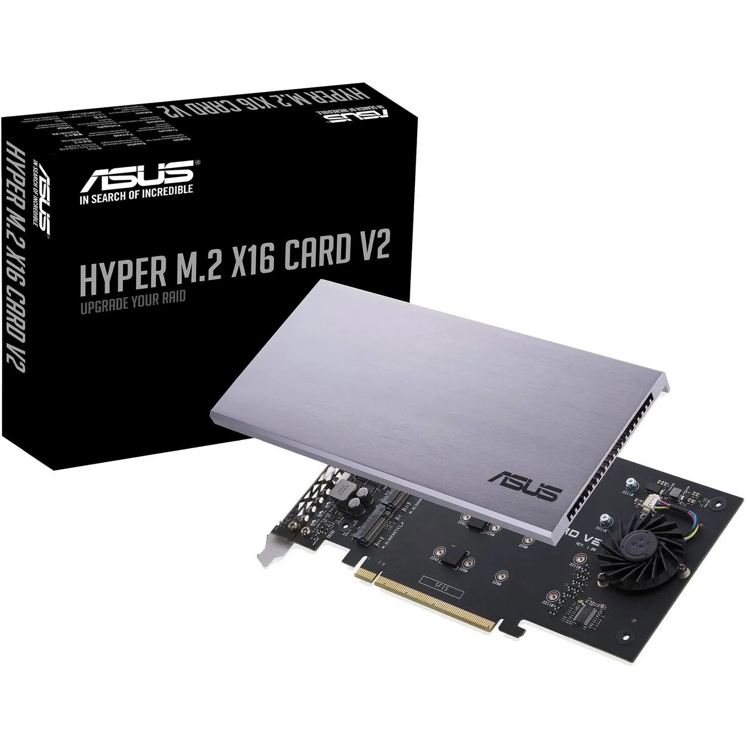 ASUS Hyper M.2 X16 PCIe 3.0 X4 Expansion Card V2 Supports 4 NVMe M.2 (2242/2260/2280/22110) Upto 128 Gbps for Intel VROC and AMD Ryzen Threadripper NVMe Raid