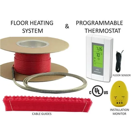 90 Sqft Warming Systems 120V Electric Floor Heating Cable with GFCI Programmable Thermostat